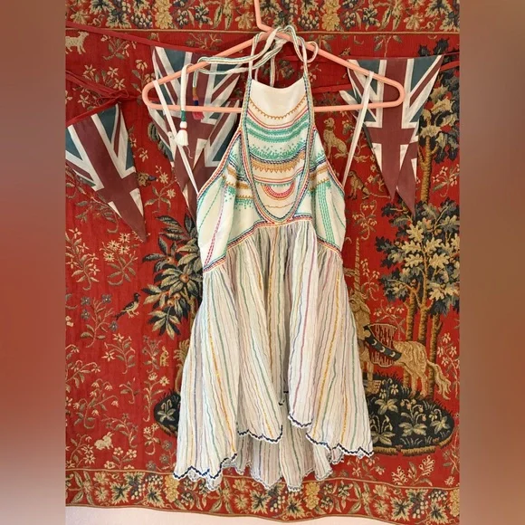 Embroidered Halter Top High Neck Vacation Summer - Picture 2 of 4